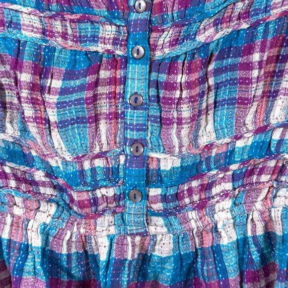 Free People Smocked Plaid Crop Tube Top Size Small NWOT - Picture 4 of 7